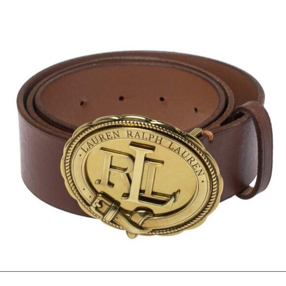 Lauren Ralph Lauren Accessories - Ralph Lauren RL Oval Circle Logo Buckle Western Leather belt Brown M